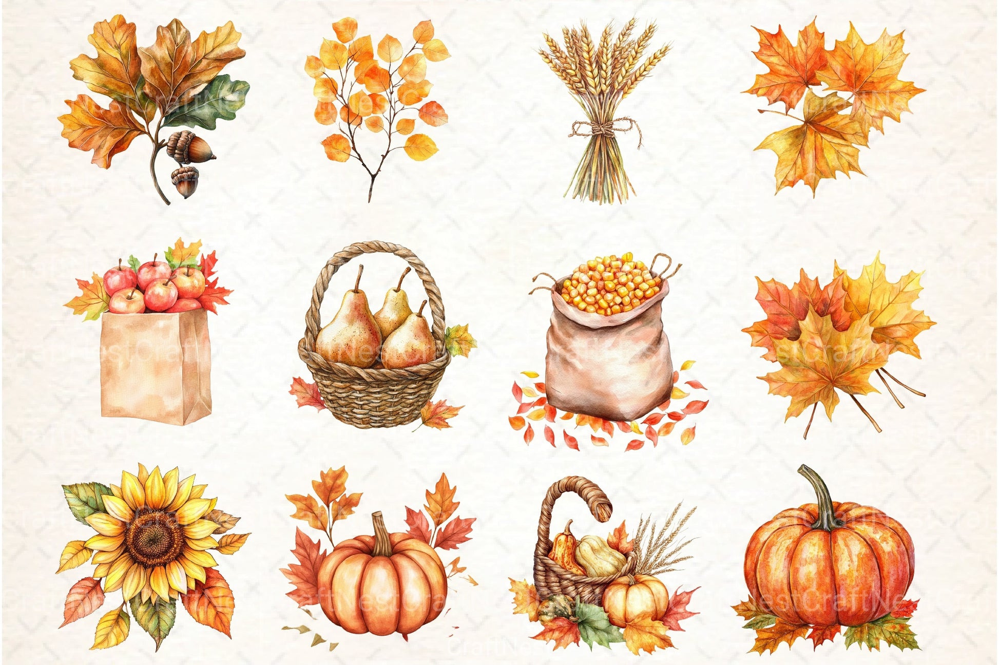 Autumn Leaves & Harvest Clipart Bundle - CraftNest - Digital Crafting and Art