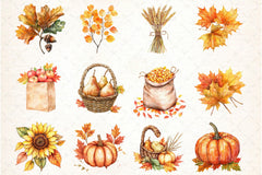 Autumn Leaves & Harvest Clipart Bundle - CraftNest - Digital Crafting and Art