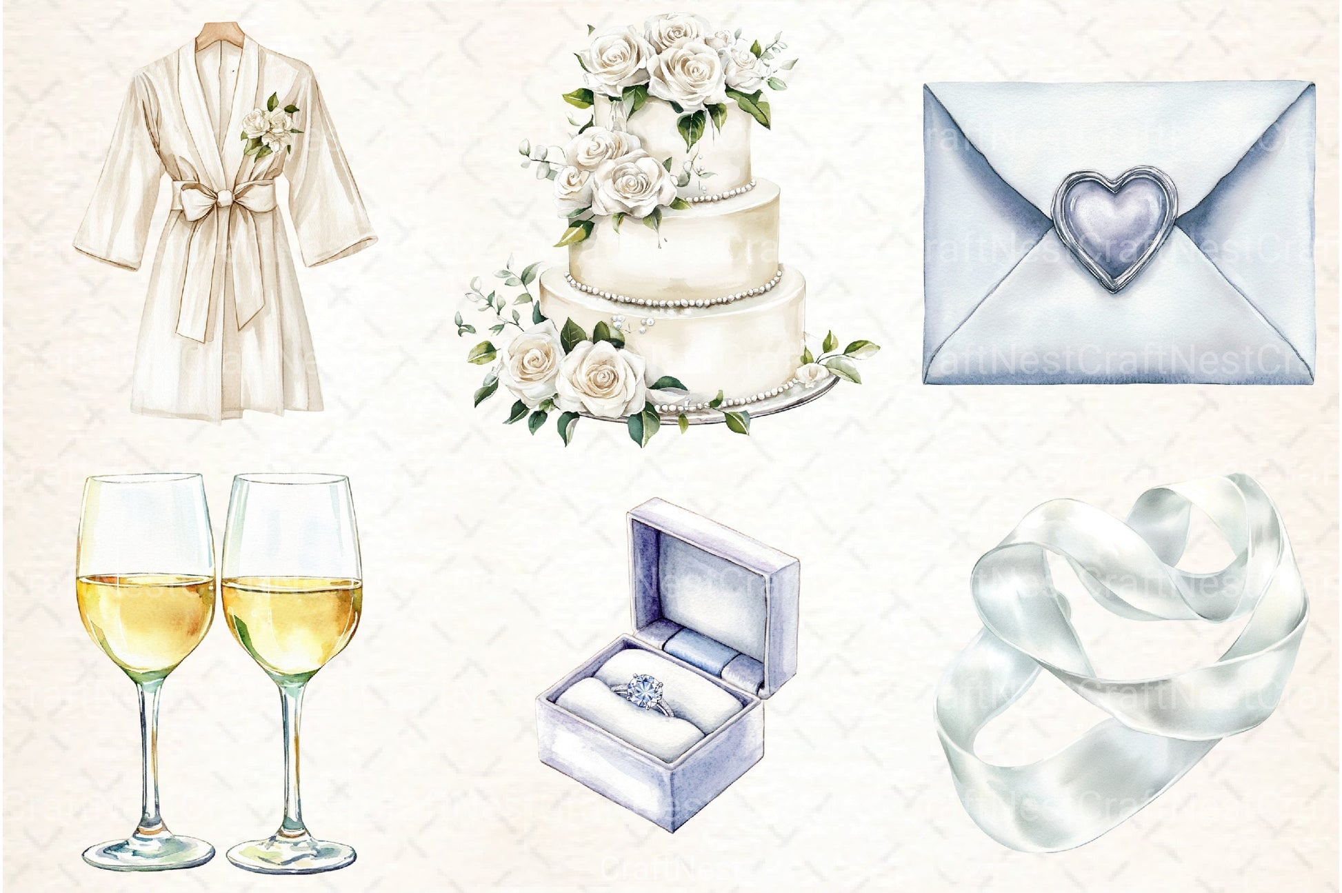 White Wedding Day Clipart Bundle - CraftNest - Digital Crafting and Art
