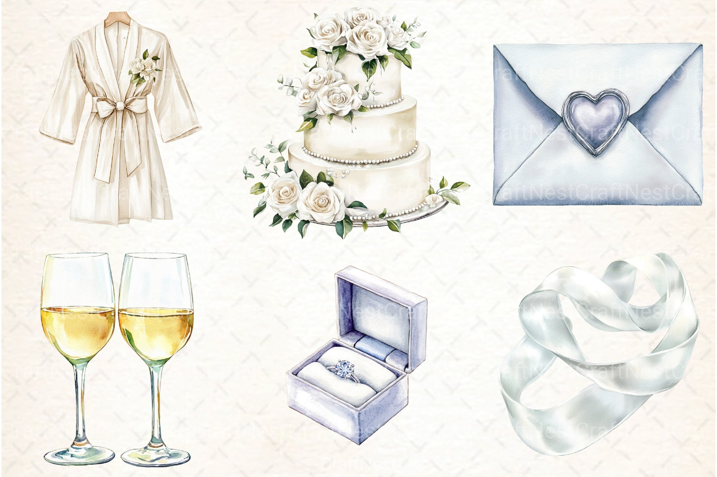 White Wedding Day Clipart Bundle - CraftNest - Digital Crafting and Art