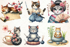 Beautiful Japanese Style Cat Clipart Bundle - CraftNest - Digital Crafting and Art