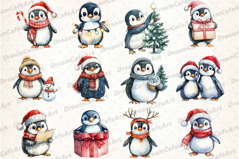 Winter Penguin Christmas Clipart Bundle 4 - CraftNest - Digital Crafting and Art