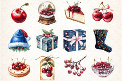 Midnight Cherry Christmas Clipart Bundle 4 - CraftNest - Digital Crafting and Art