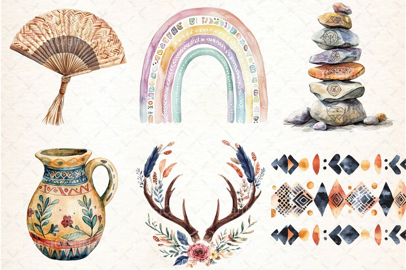 Boho Tribal Elements Clipart Bundle - CraftNest - Digital Crafting and Art