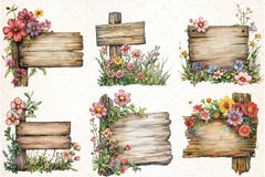 Wooden Garden Sign Clipart Bundle - CraftNest - Digital Crafting and Art