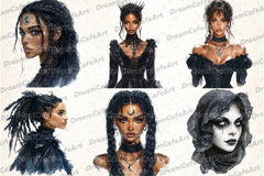 Gothic Black Woman Clipart Bundle - CraftNest - Digital Crafting and Art