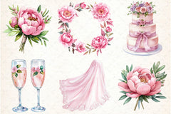 Pink Wedding Day Clipart Bundle - CraftNest - Digital Crafting and Art