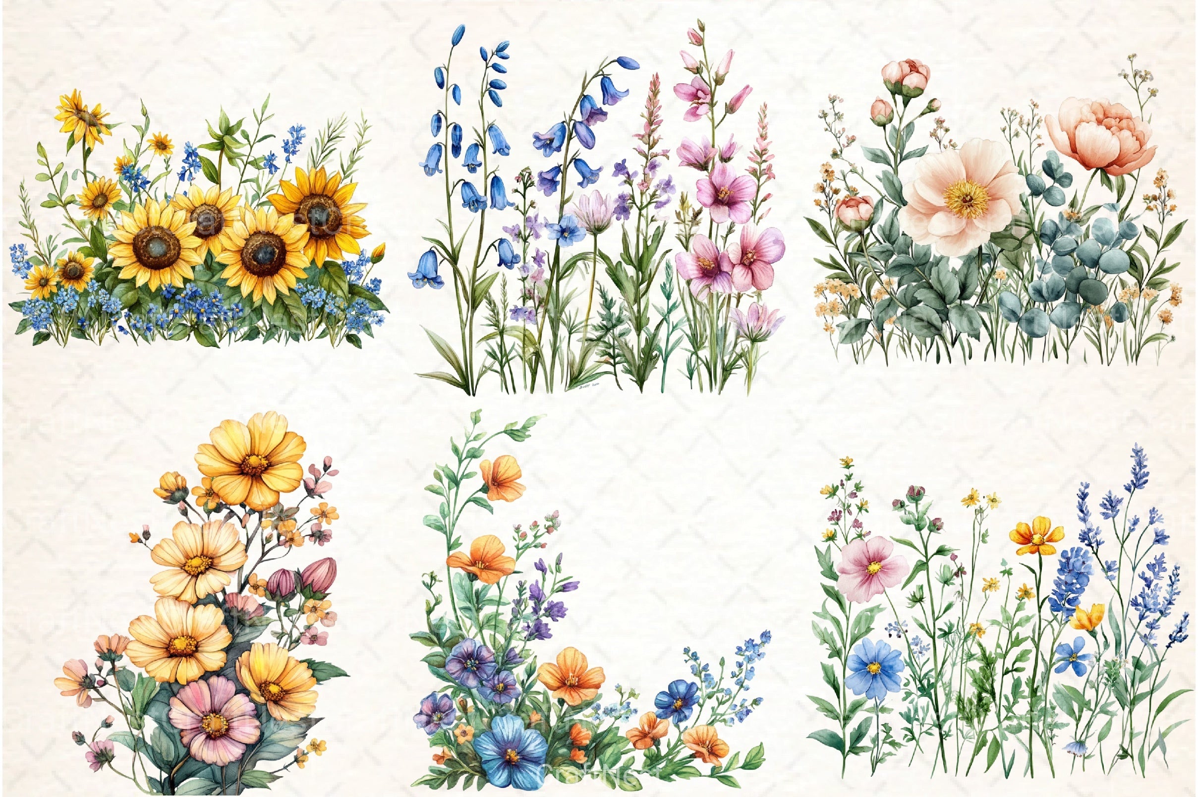 Garden Flowers Border Clipart Bundle - CraftNest - Digital Crafting and Art