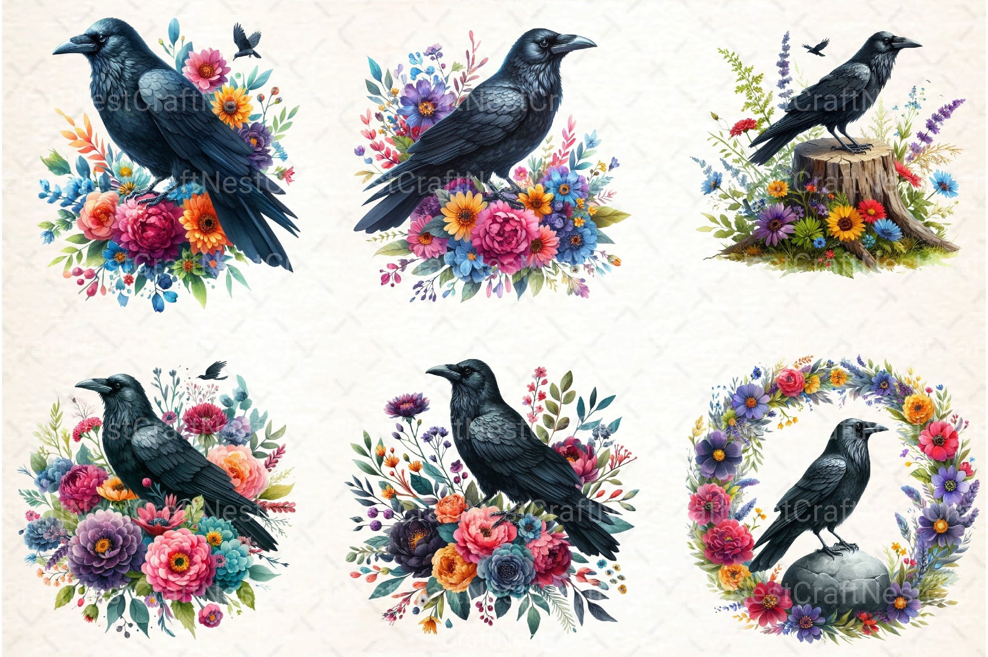 Black Raven Clipart Bundle - CraftNest - Digital Crafting and Art
