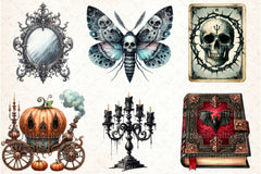 Antique Gothic Halloween Clipart Bundle 44 - CraftNest - Digital Crafting and Art