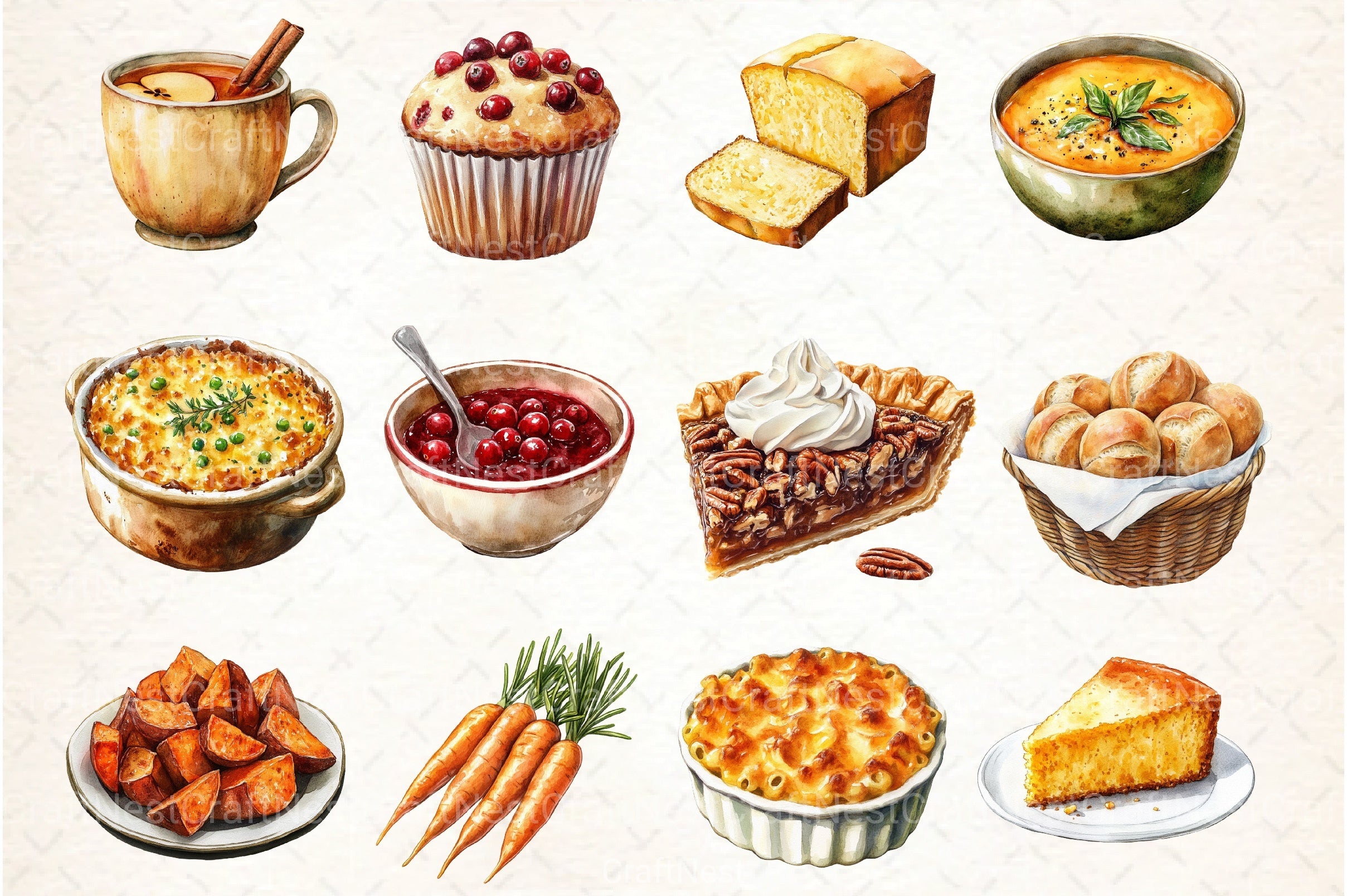 Cozy Fall Thanksgiving Food Clipart Bundle - CraftNest - Digital Crafting and Art