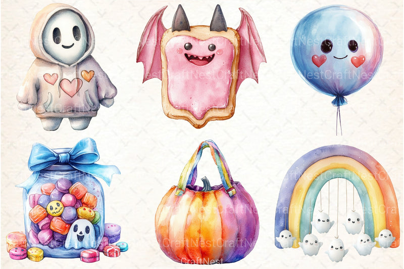 Cute Pastel Halloween Clipart Bundle 33 - CraftNest - Digital Crafting and Art