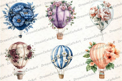 Floral Hot Air Balloons Clipart Bundle - CraftNest - Digital Crafting and Art