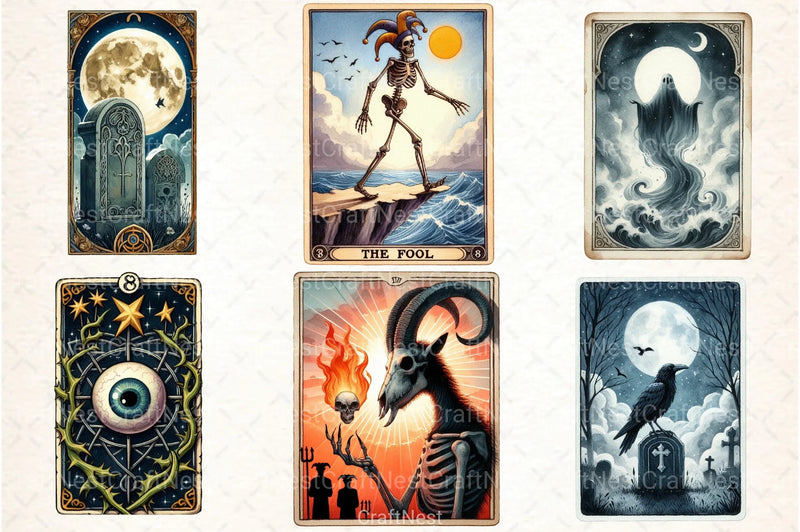 Halloween Vintage Tarot Card Clipart Bundle - CraftNest - Digital Crafting and Art