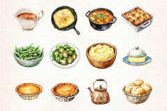 Rustic Thanksgiving Dinner Clipart Bundle - CraftNest - Digital Crafting and Art