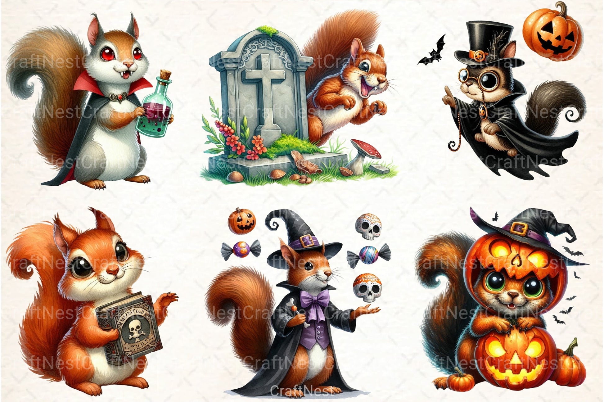 Funny Halloween Squirrel Clipart Bundle - CraftNest - Digital Crafting and Art