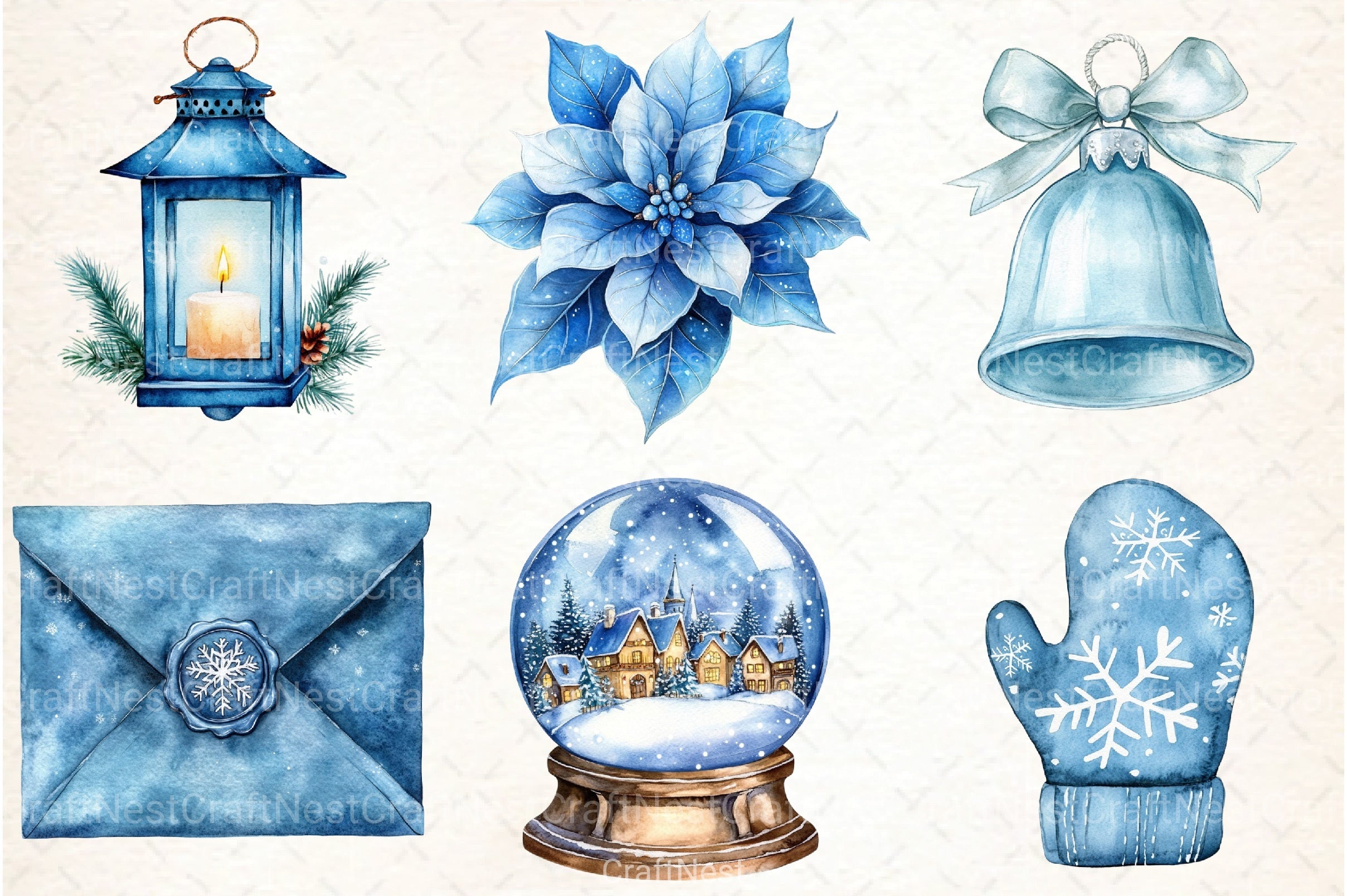 Christmas Blue Clipart Bundle - CraftNest - Digital Crafting and Art