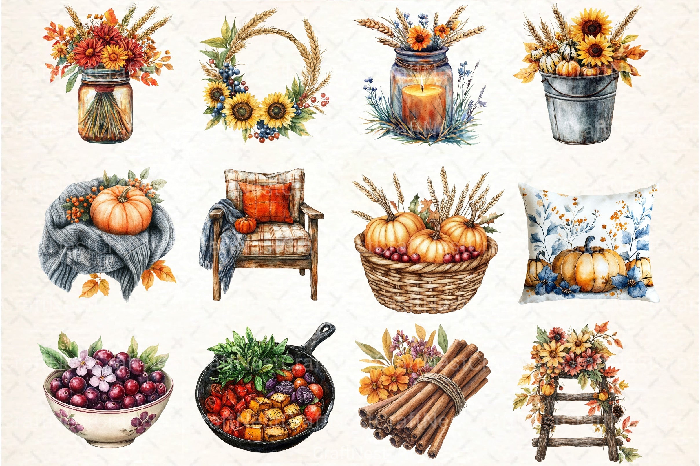 Farmhouse Thanksgiving Clipart Bundle - CraftNest - Digital Crafting and Art