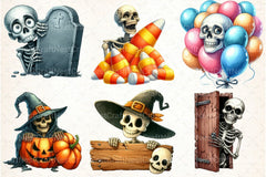 Funny Skeleton Peeking Clipart Bundle 21 - CraftNest - Digital Crafting and Art