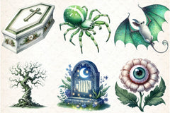 Green & White Halloween Clipart Bundle 99 - CraftNest - Digital Crafting and Art