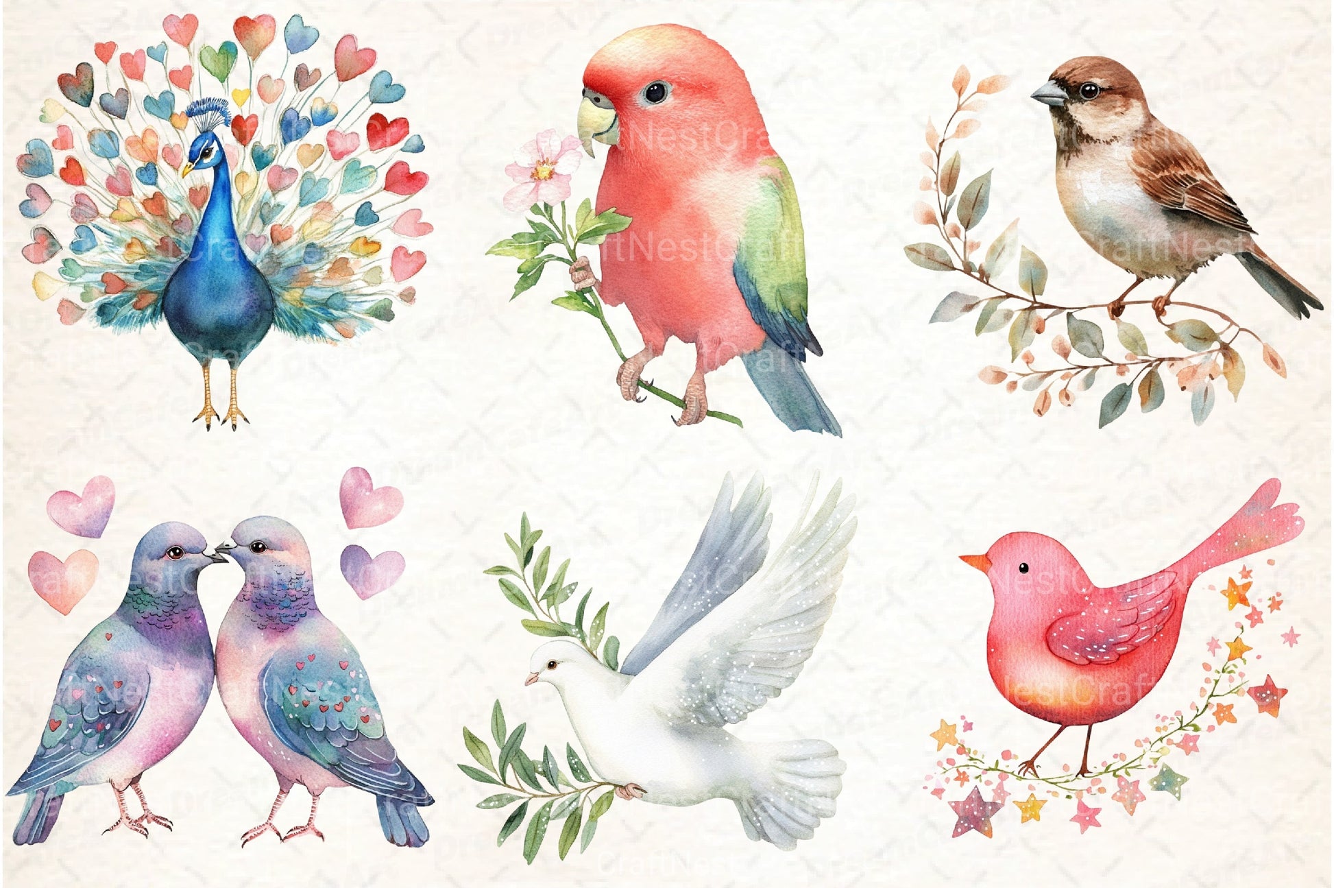 Lovely Birds Clipart Bundle - CraftNest - Digital Crafting and Art