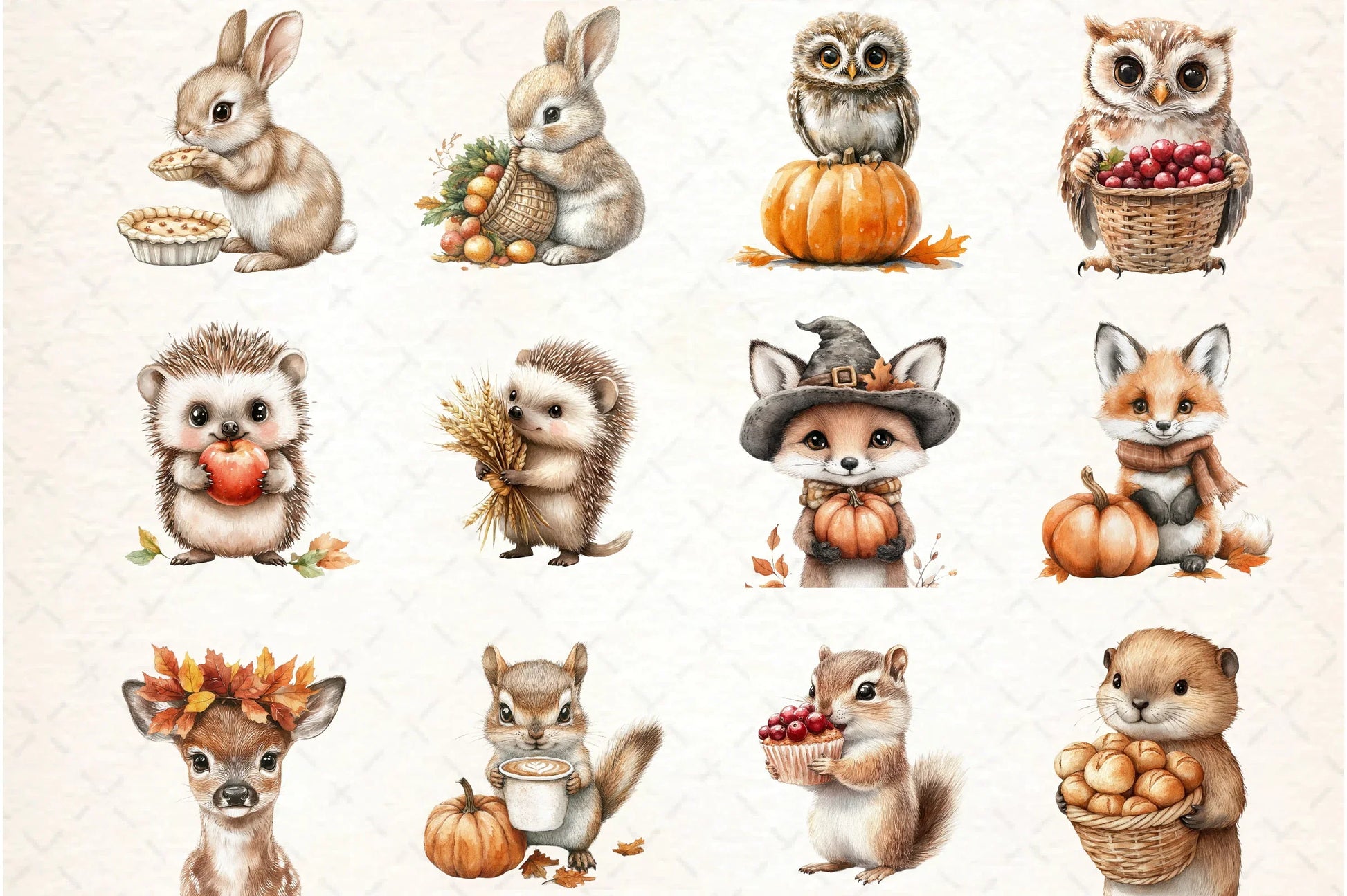 Woodland Baby Animals Thanksgiving Clipart Bundle - CraftNest - Digital Crafting and Art