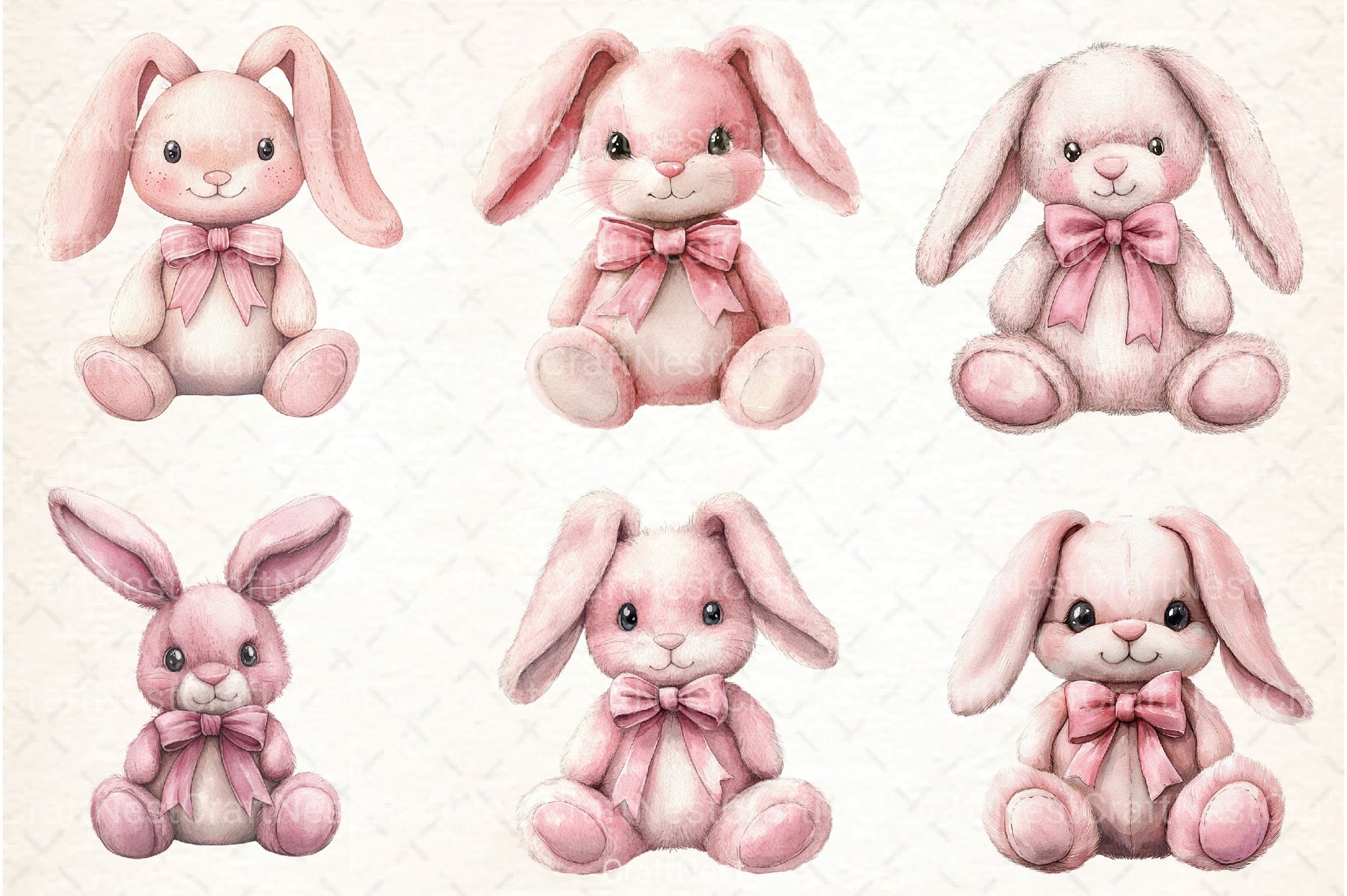 Boho Pink Bunny Clipart Bundle - CraftNest - Digital Crafting and Art