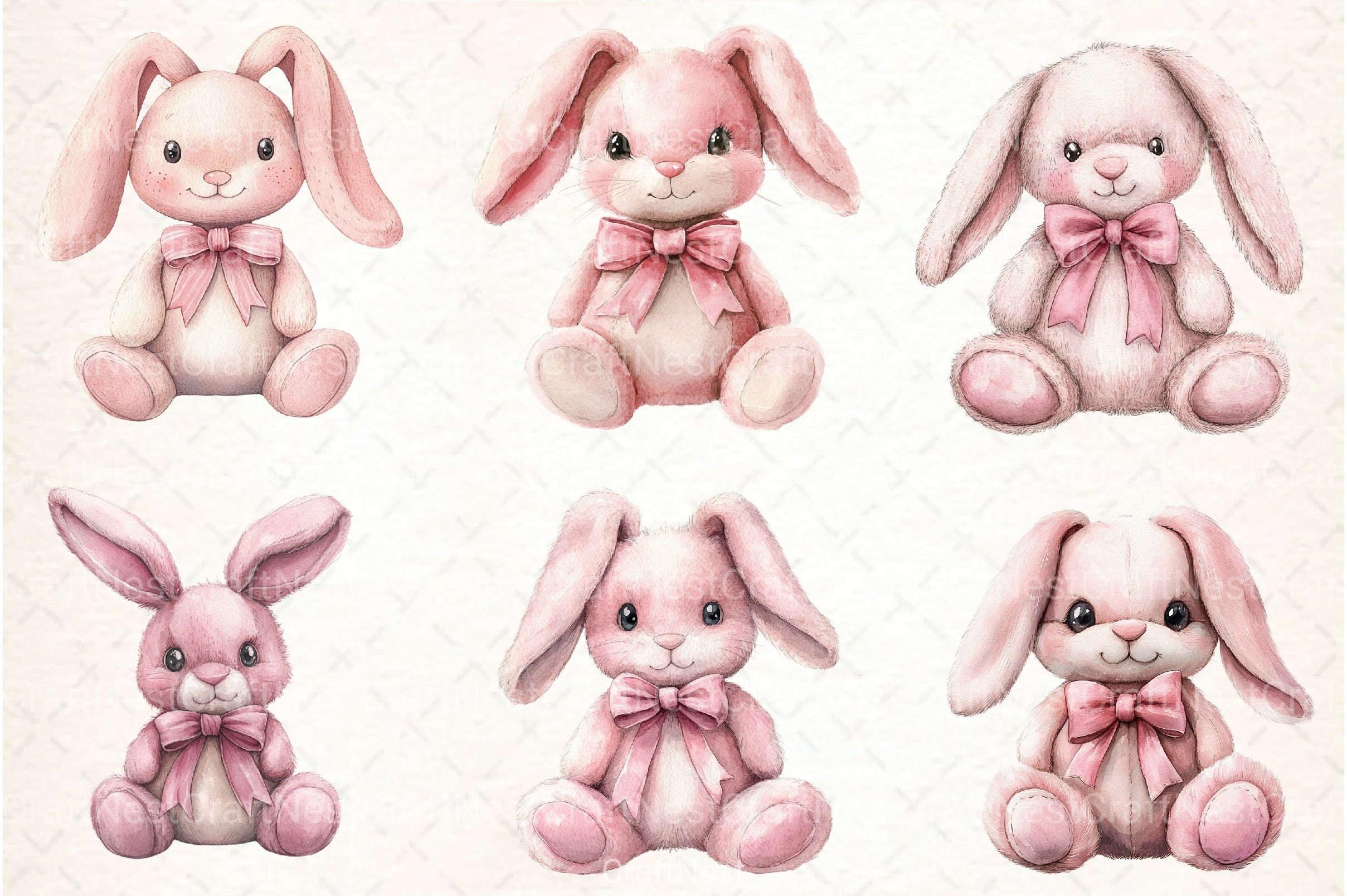 Boho Pink Bunny Clipart Bundle - CraftNest - Digital Crafting and Art