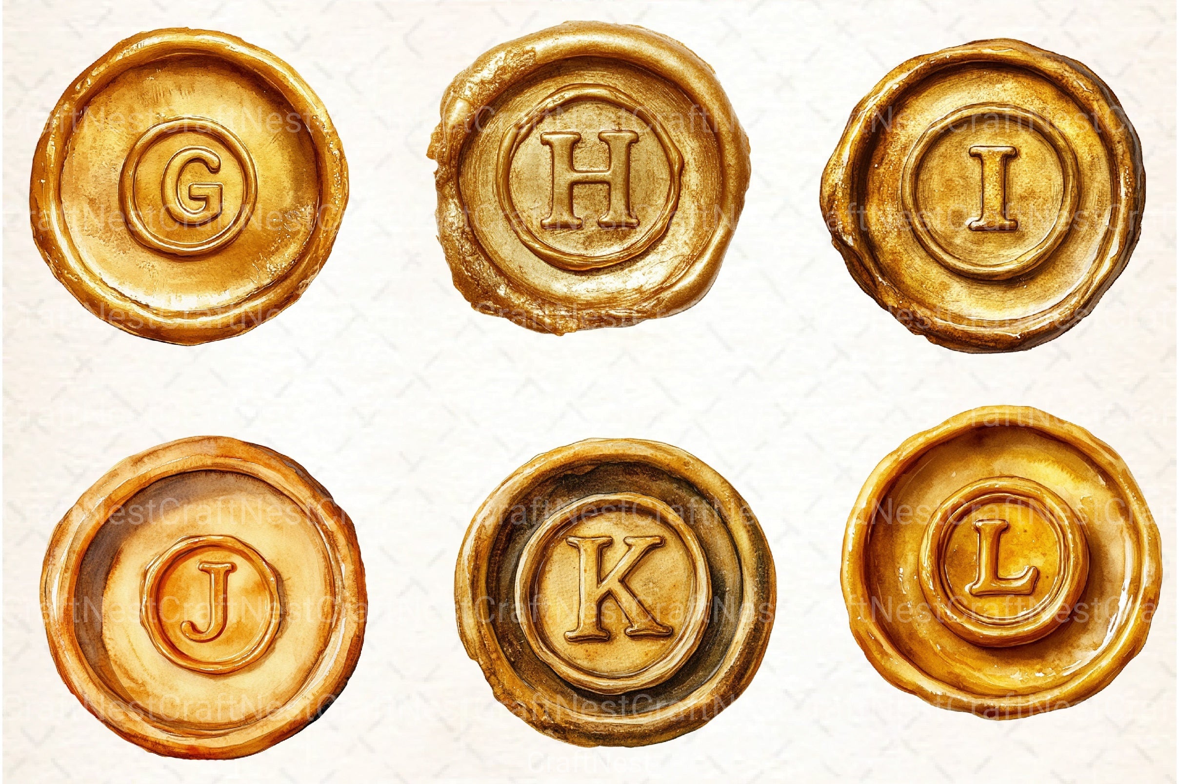 Seal Wax Letter Golden Stamp Clipart Bundle - CraftNest - Digital Crafting and Art