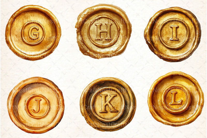Seal Wax Letter Golden Stamp Clipart Bundle - CraftNest - Digital Crafting and Art