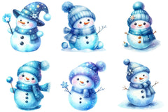 Blue Cute Snowman Clipart Bundle - CraftNest - Digital Crafting and Art