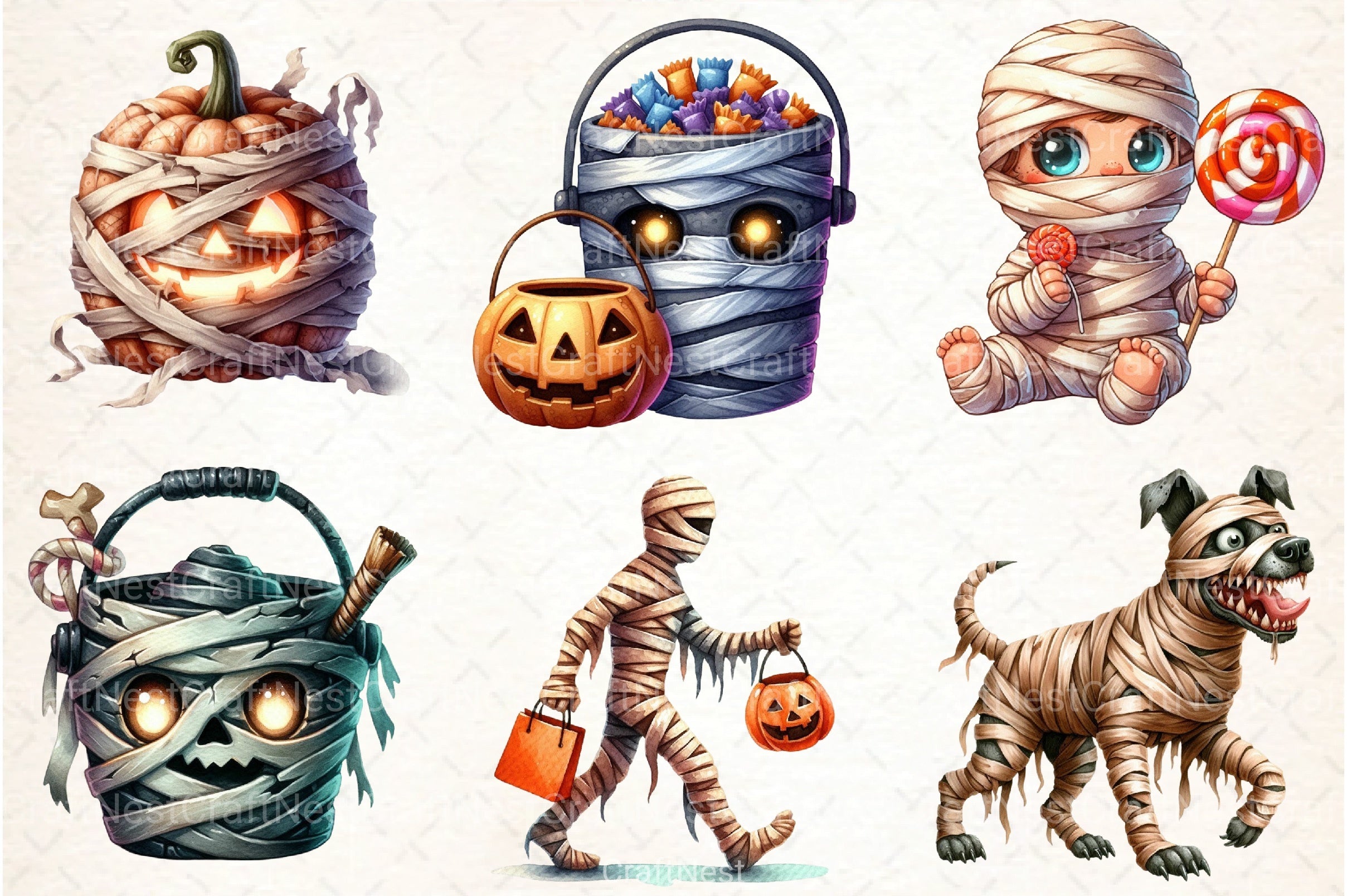 Halloween Mummy Clipart Bundle 99 - CraftNest - Digital Crafting and Art