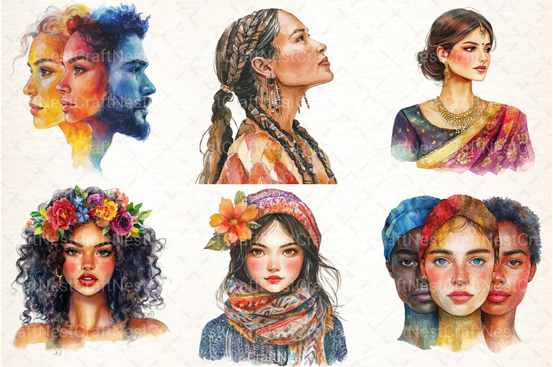 Ethnic Portrait Clipart Bundle - CraftNest - Digital Crafting and Art