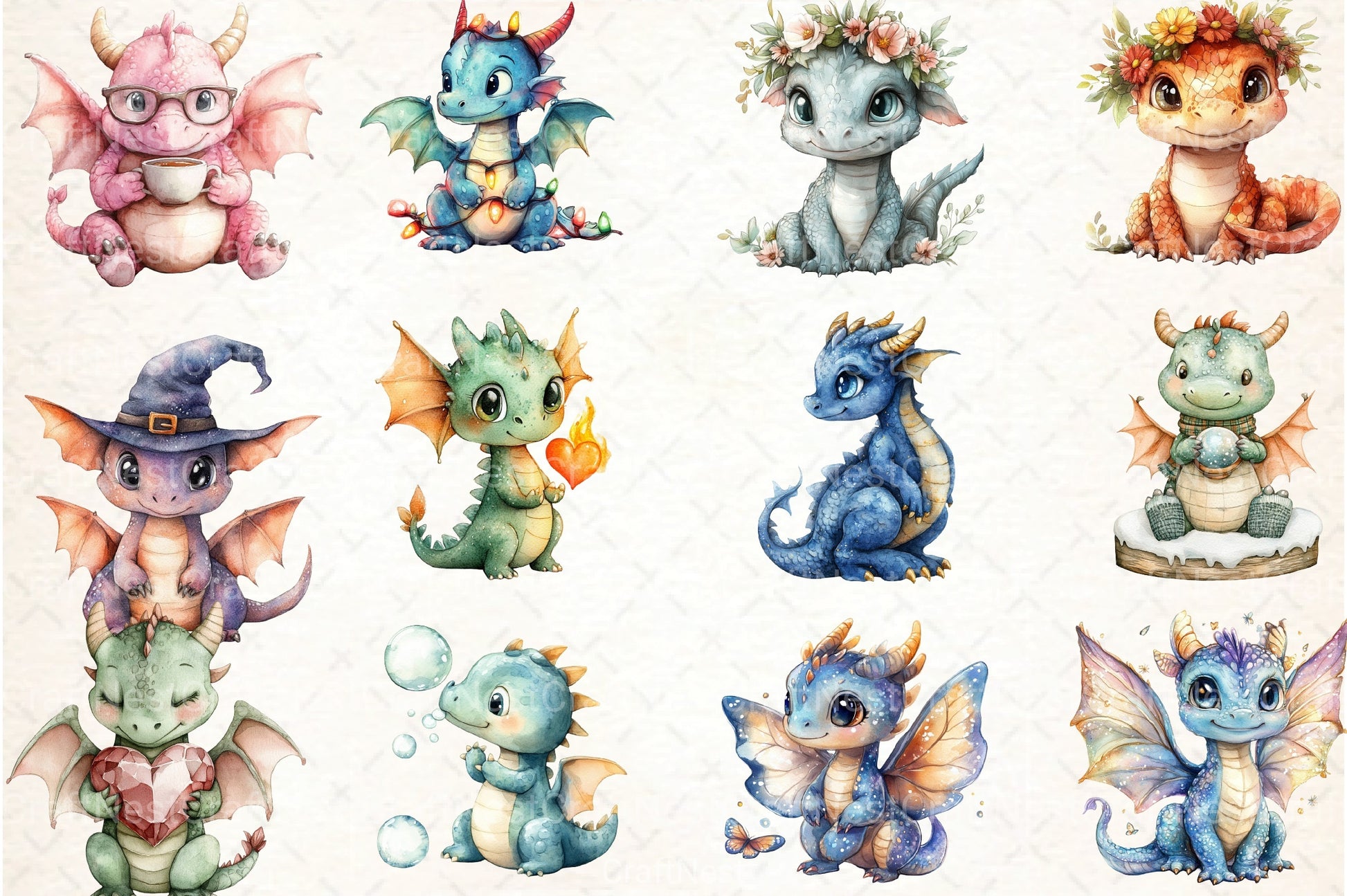 Whimsical Dragon Clipart Bundle - CraftNest - Digital Crafting and Art