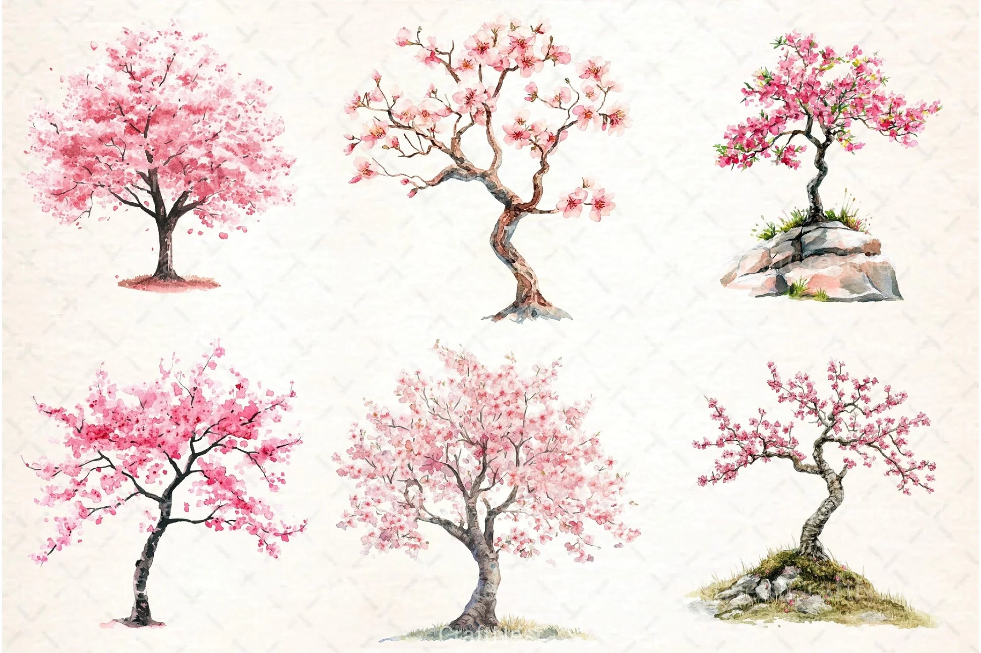 Japanese Cherry Blossom Tree Clipart Bundle - CraftNest - Digital Crafting and Art
