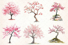 Japanese Cherry Blossom Tree Clipart Bundle - CraftNest - Digital Crafting and Art