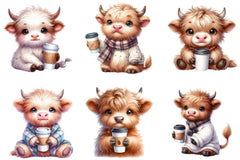Funny Highland Cow Coffee Clipart Bundle - CraftNest - Digital Crafting and Art
