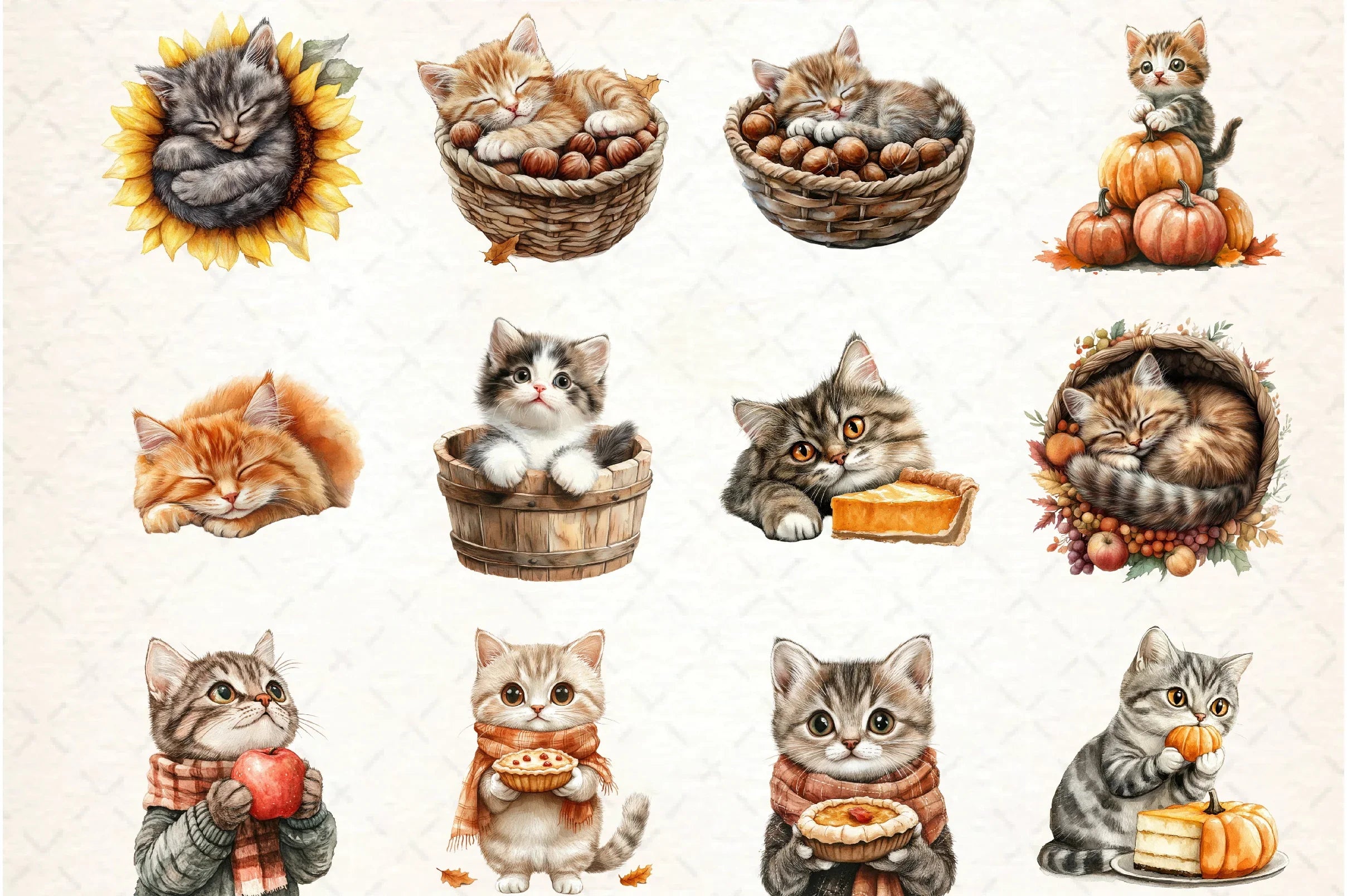 Thanksgiving Cat Clipart Bundle - CraftNest - Digital Crafting and Art