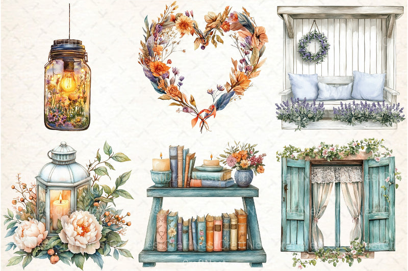 Summer Shabby Chic Decor Clipart Bundle - CraftNest - Digital Crafting and Art