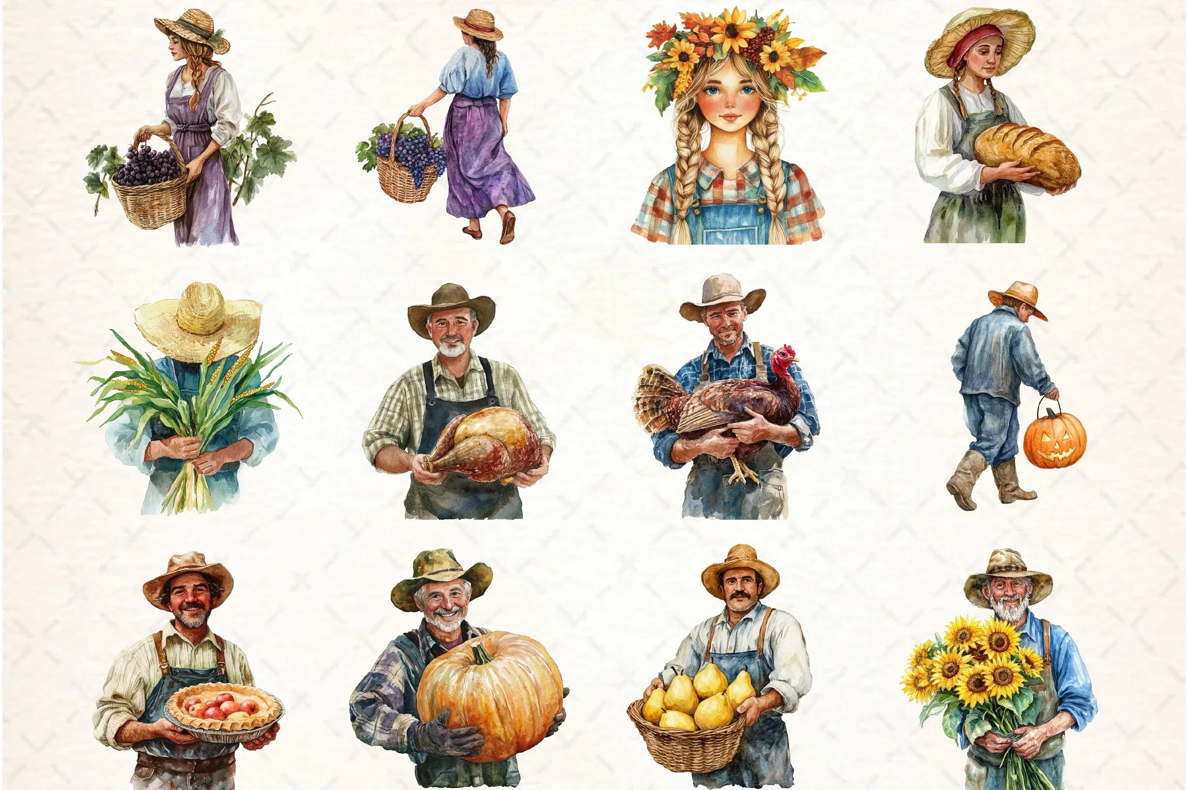 Thanksgiving Farmer Clipart Bundle - CraftNest - Digital Crafting and Art