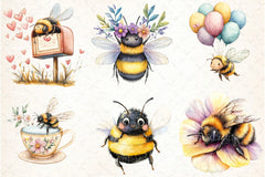 Cute Bees Clipart Bundle 16 - CraftNest - Digital Crafting and Art