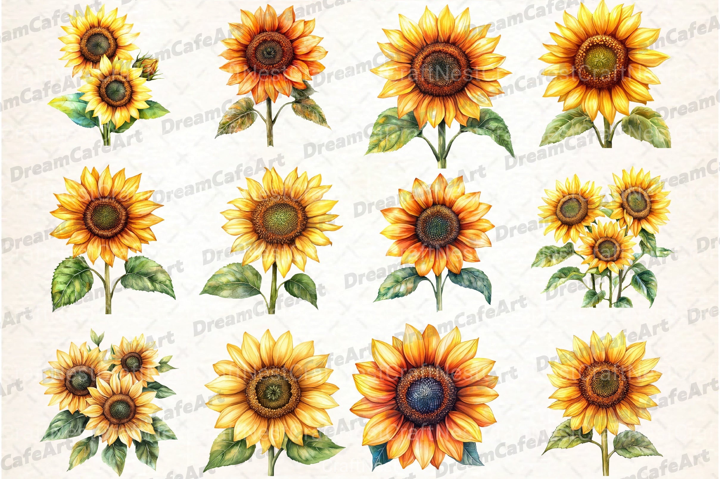 Yellow Sunflower Flowers Clipart Bundle - CraftNest - Digital Crafting and Art