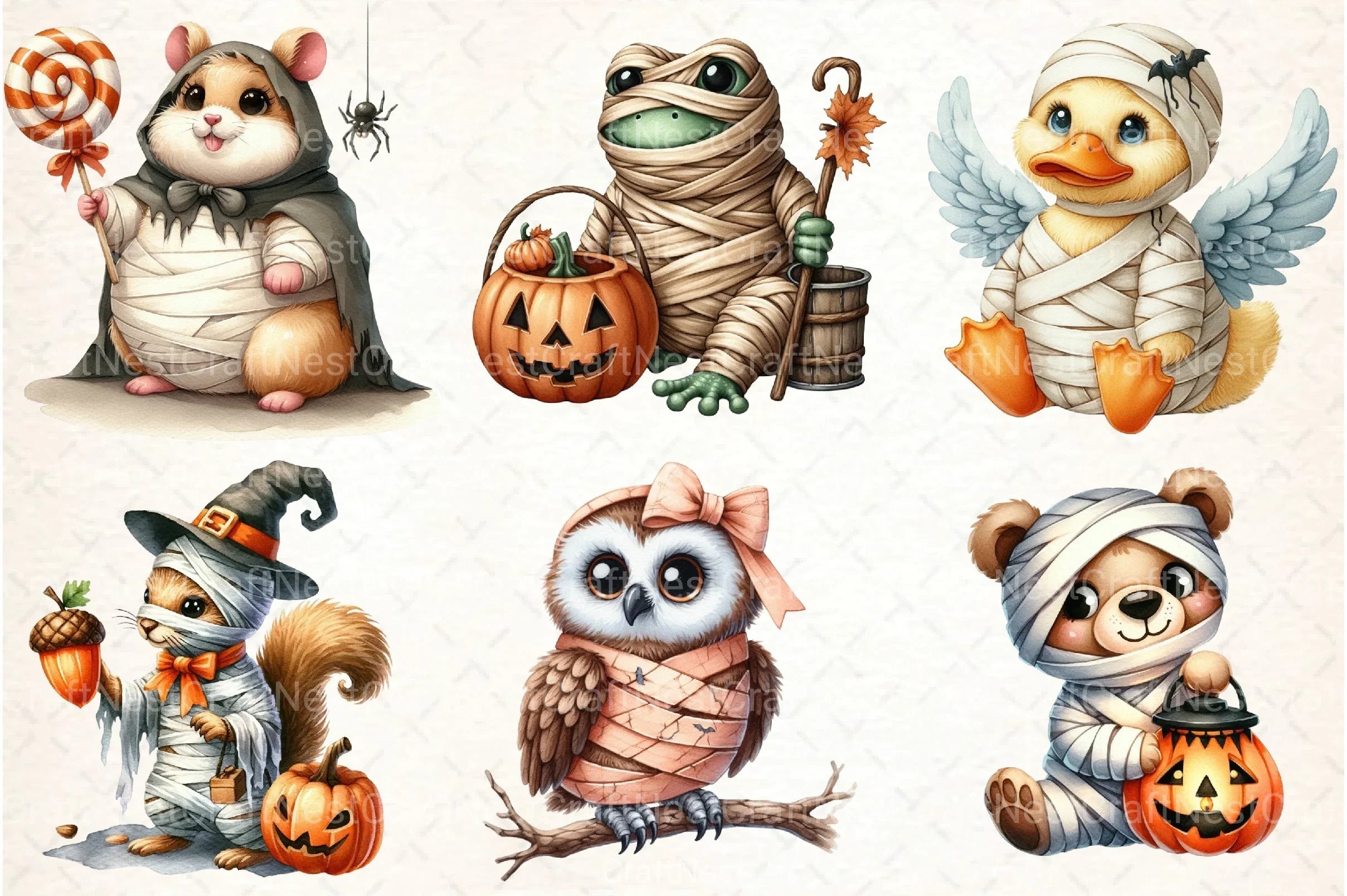 Halloween Mummy Animals Clipart Bundle - CraftNest - Digital Crafting and Art