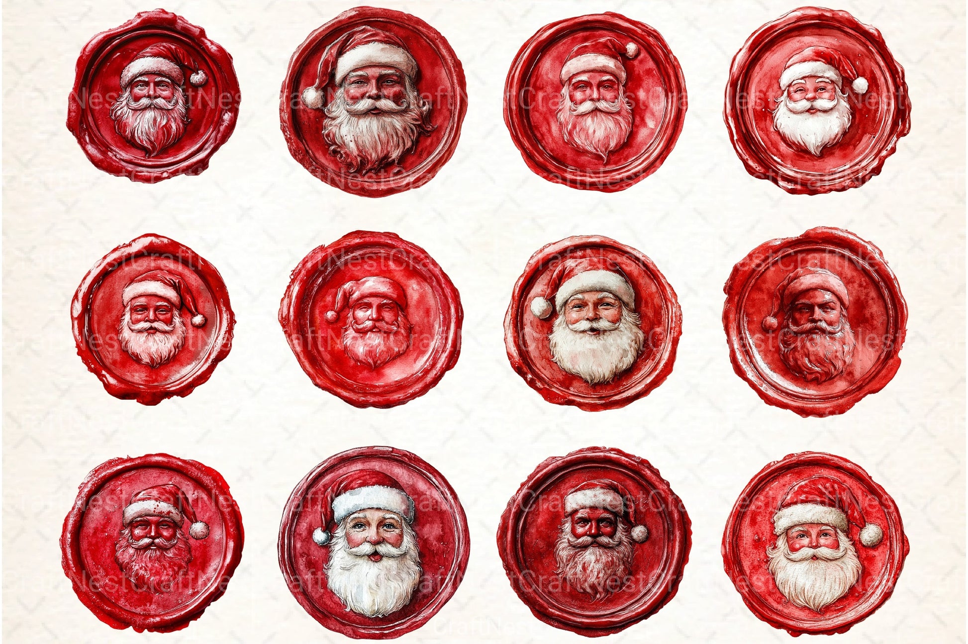 Seal Wax Christmas Santa Stamp Clipart Bundle - CraftNest - Digital Crafting and Art