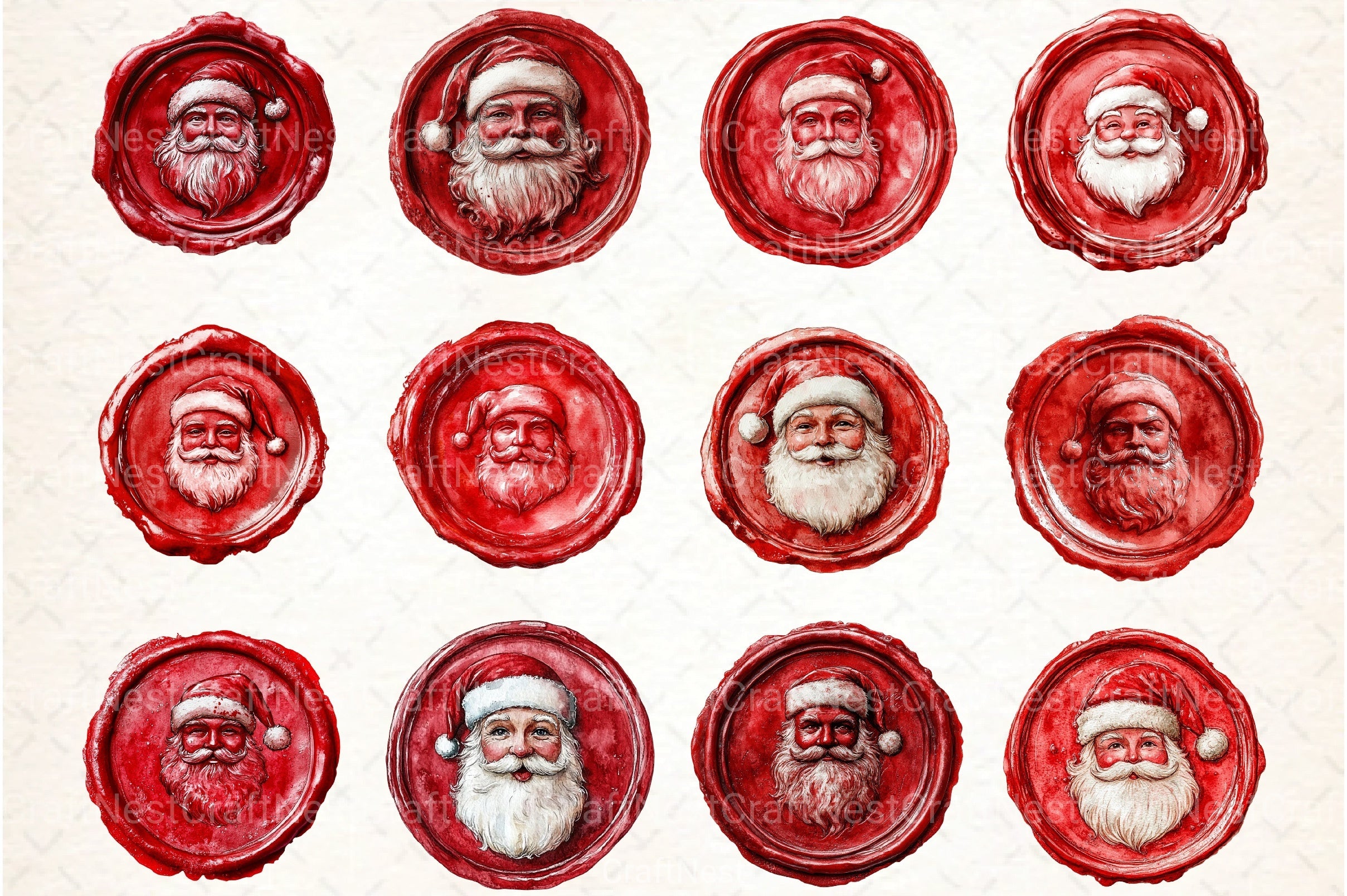 Seal Wax Christmas Santa Stamp Clipart Bundle - CraftNest - Digital Crafting and Art