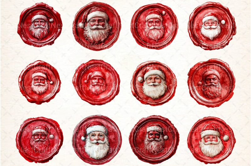 Seal Wax Christmas Santa Stamp Clipart Bundle - CraftNest - Digital Crafting and Art