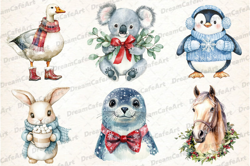 Christmas Animals Clipart Bundle 99 - CraftNest - Digital Crafting and Art