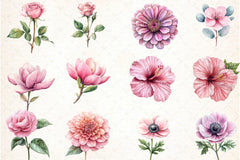 Dusty Pink Flowers Clipart Bundle 1 - CraftNest - Digital Crafting and Art