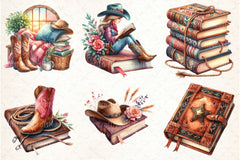 Western Cowgirl Book Clipart Bundle 2 - CraftNest - Digital Crafting and Art