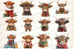 Cute Christmas Highland Cow Clipart Bundle 7 - CraftNest - Digital Crafting and Art